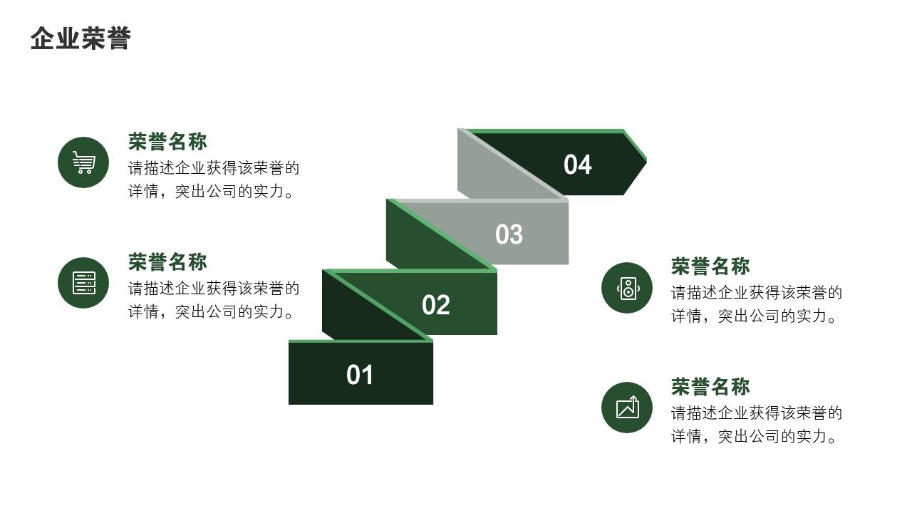 墨绿自然植被公司介绍ppt模板-企业荣誉