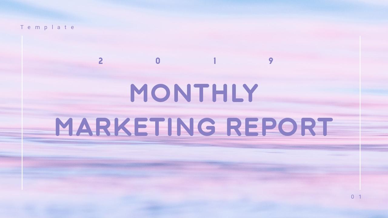 粉蓝色月度市场运营报告ppt-Monthly Marketing Report