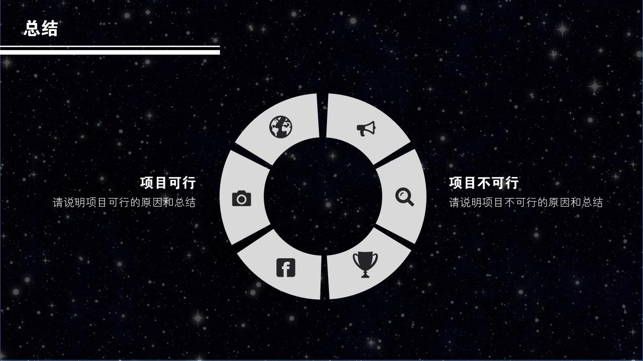 黑白星空项目可行性研究PPT模版-总结