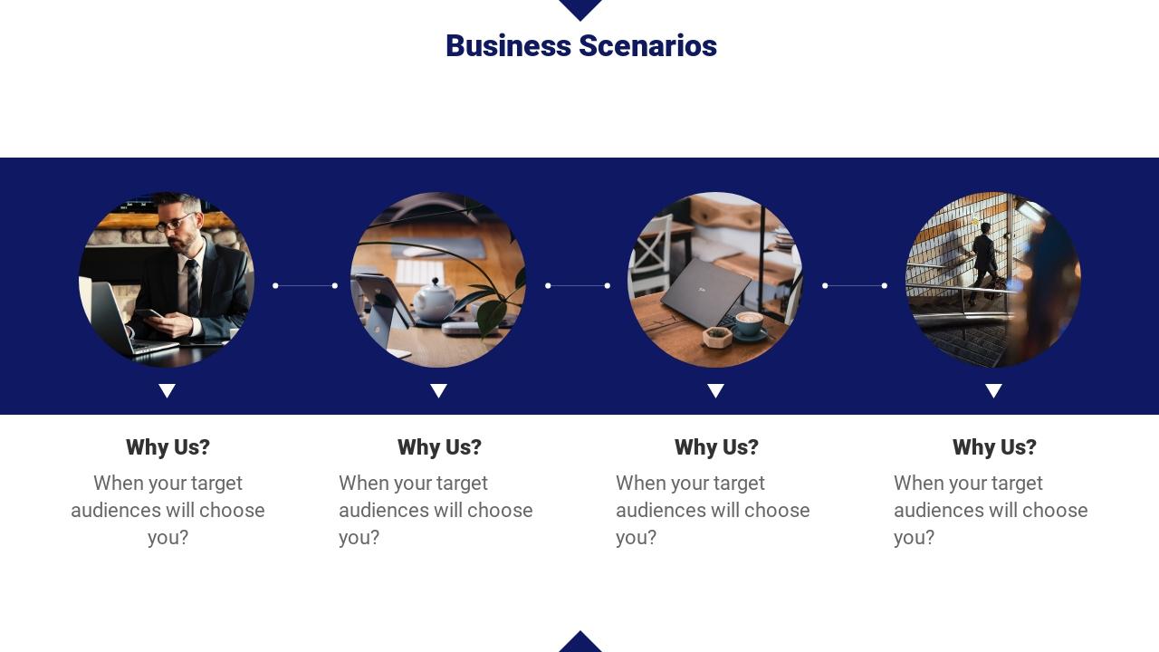 蓝色大气山脉商业计划书英文PPT模板-Business Scenarios