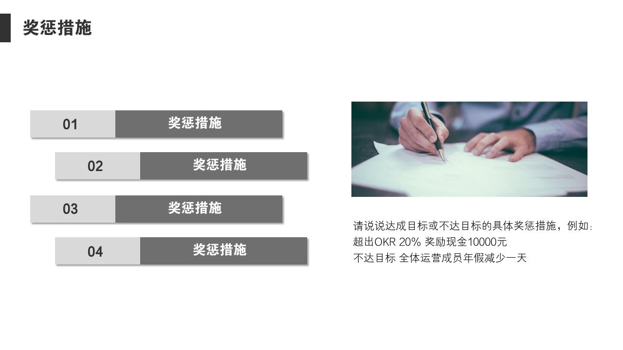 商务简约项目运营方案PPT模版-奖惩措施<br>