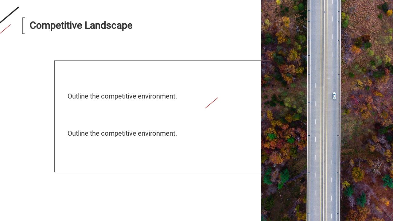 红色大气风景图通用竞品分析PPT模板-Competitive Landscape