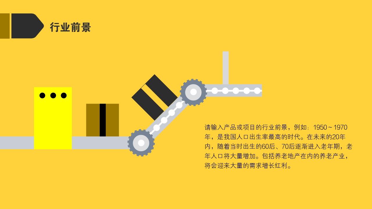 黄黑线圆链接项目/产品招商说明书PPT模版-行业前景