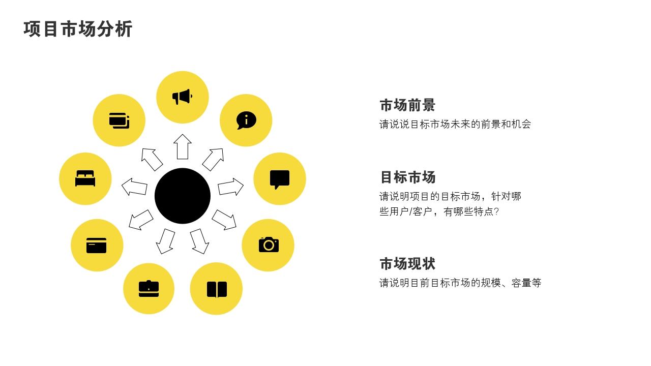黄黑圆球项目可行性研究PPT模版-项目市场分析