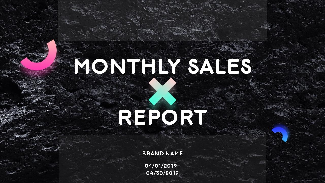 黑色发光酷炫市场推广月工作总结PPT-Monthly Sales Report