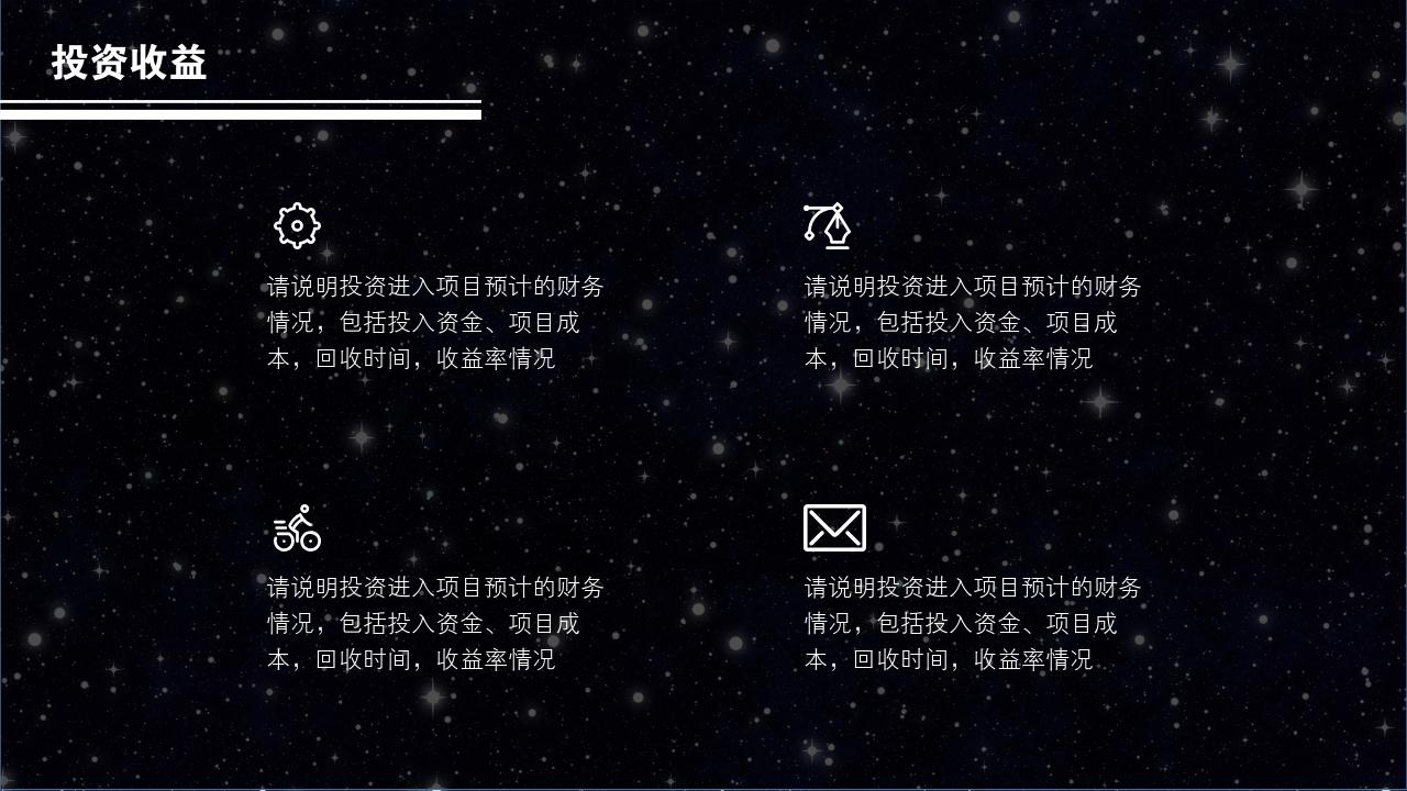 黑白星空项目可行性研究PPT模版-投资收益