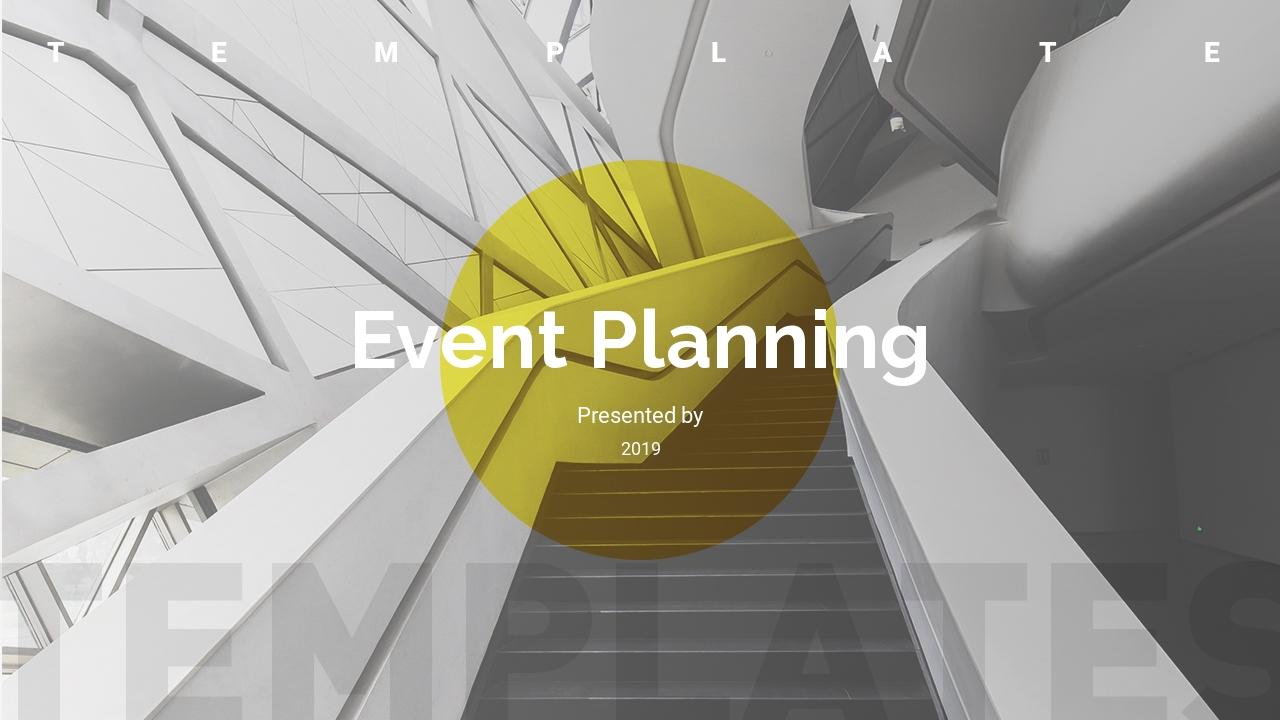 建筑背景欧美风活动方案英文PPT模板-Event Planning