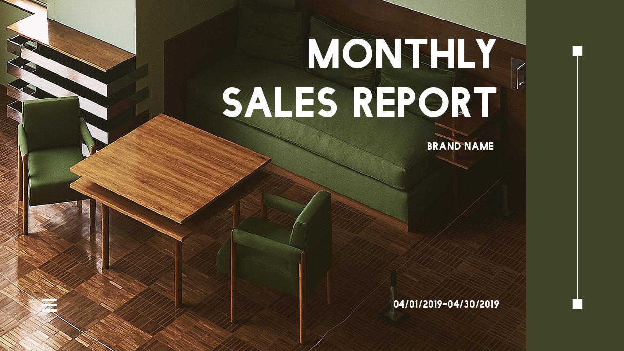 橄榄绿销售月度工作总结ppt模板-Monthly Sales Report