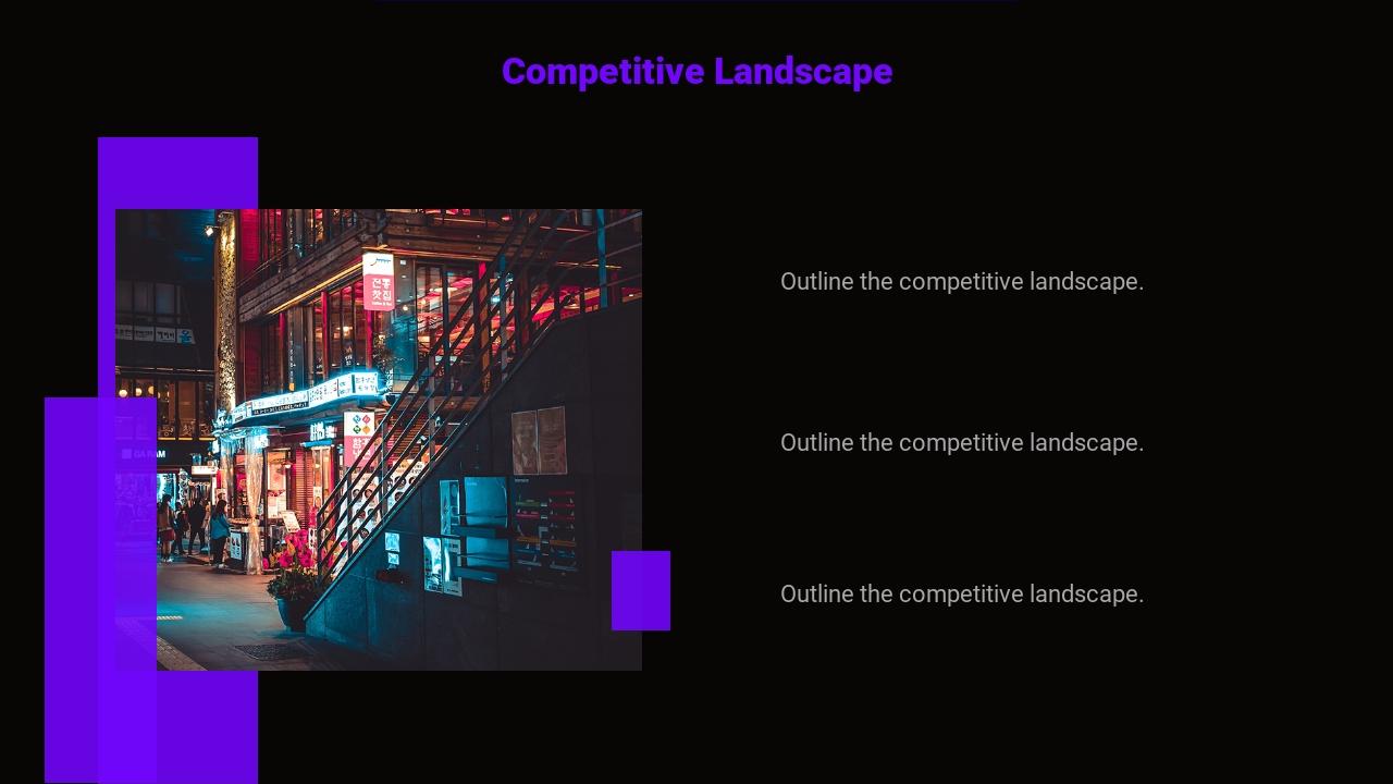 欧美风蓝黑色竞聘分析英文PPT模板-Competitive Landscape