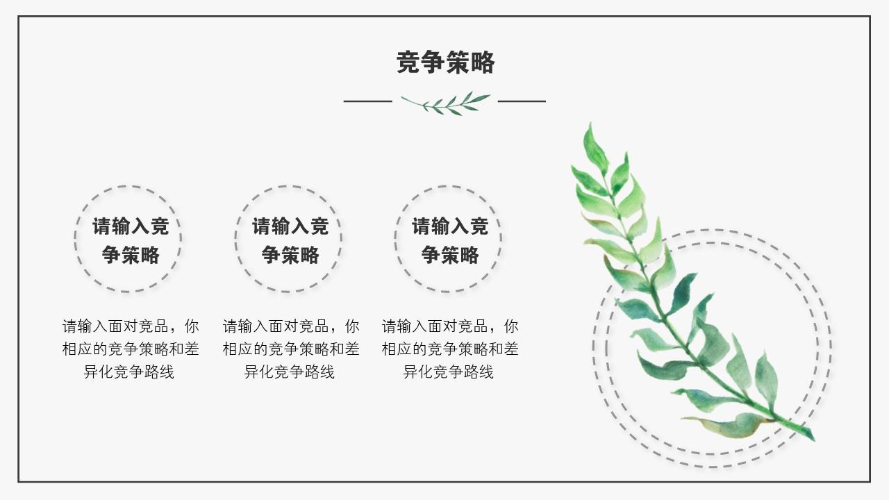 艺术绿色植被竞品分析报告PPT模版-竞争策略