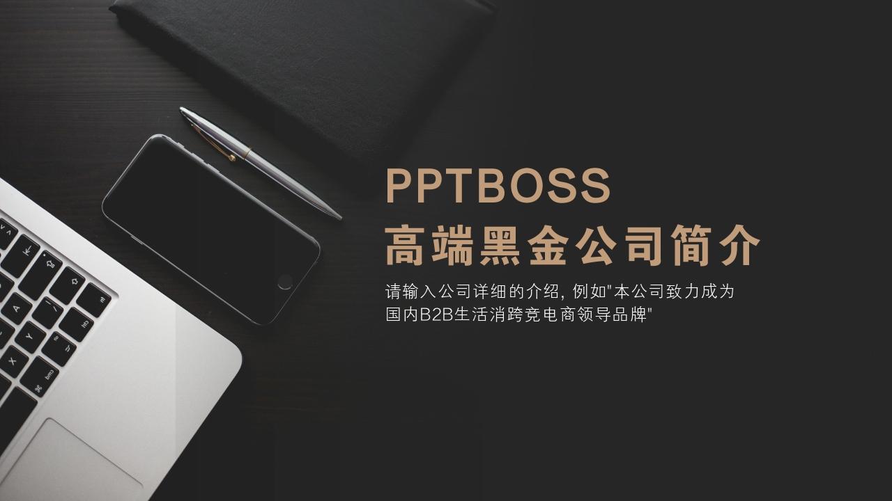 高端黑金大气通用公司简介PPT模版-公司简介