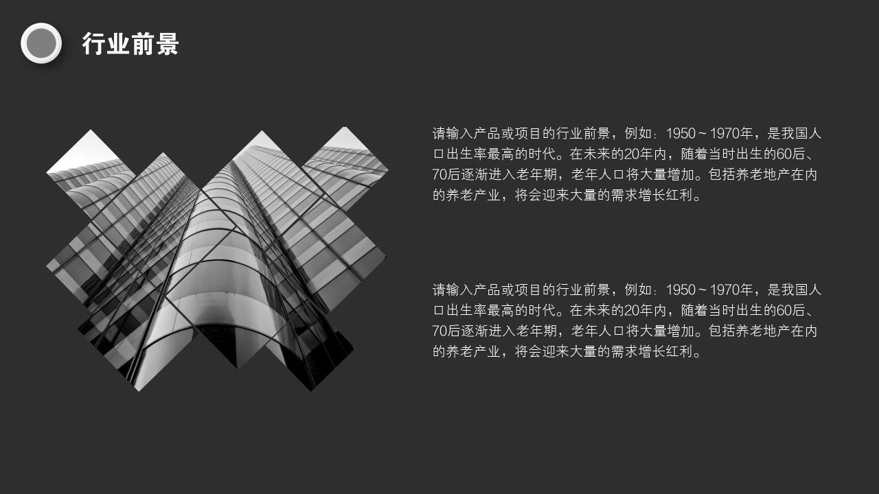 黑白商务办公项目/产品招商说明书PPT模版-行业前景