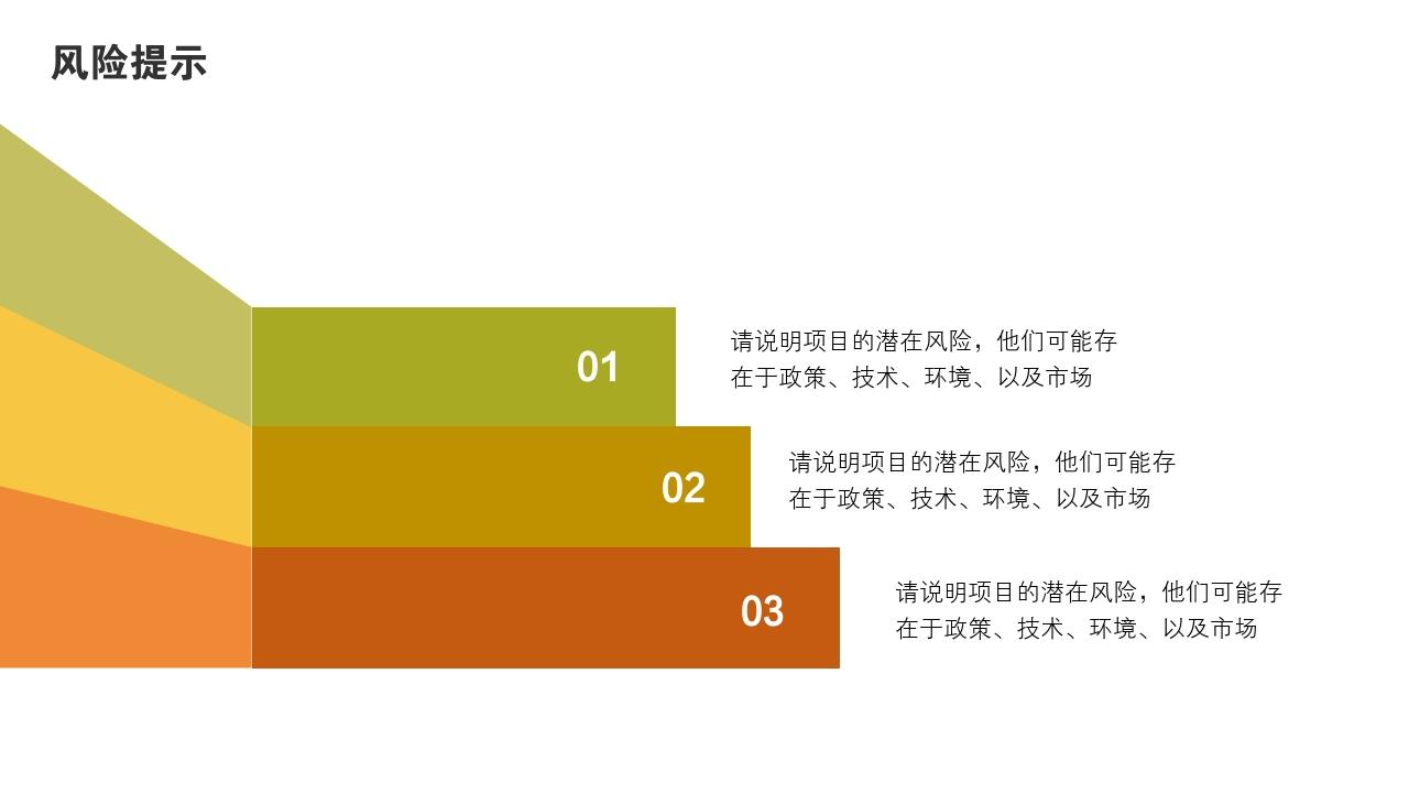 多彩缤纷项目可行性研究PPT模版-风险提示
