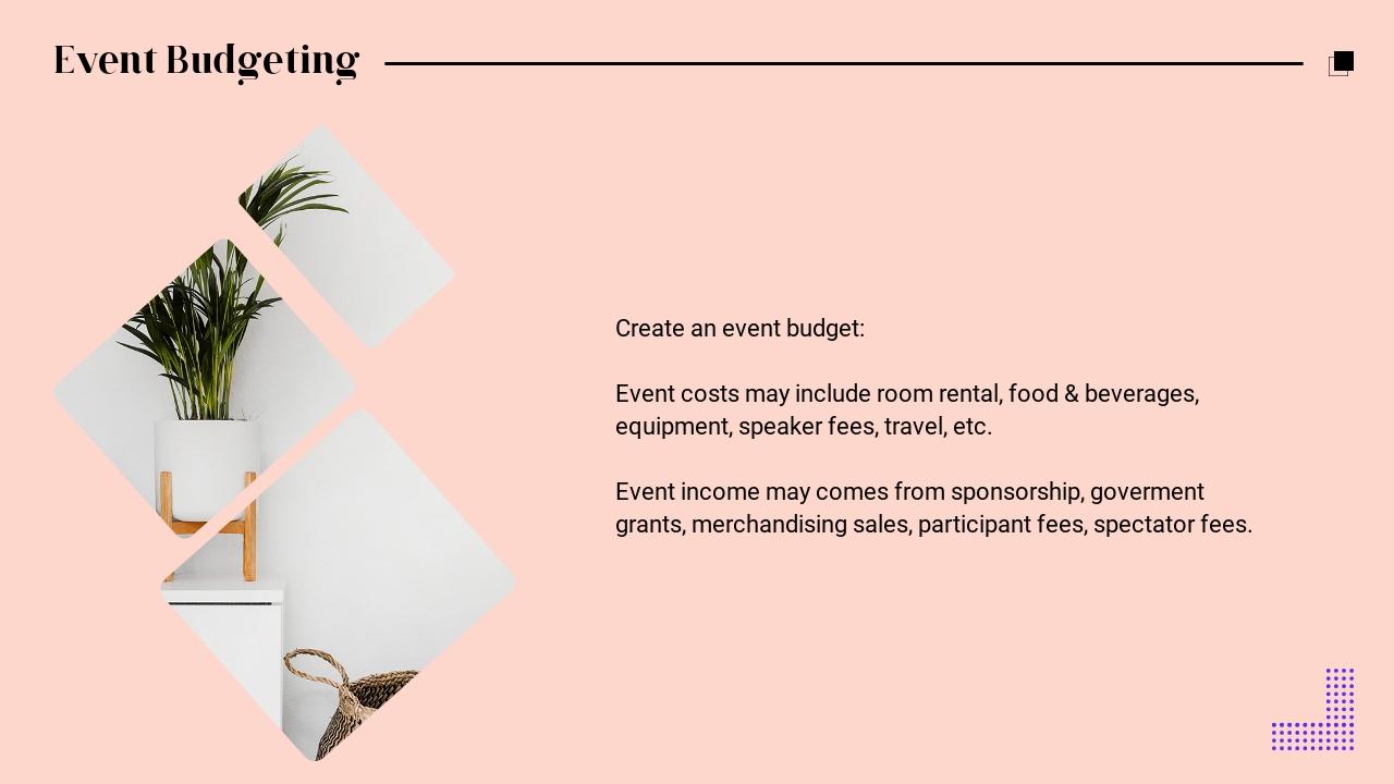 粉色温馨家纺家居用品促销方案-Event Budgeting